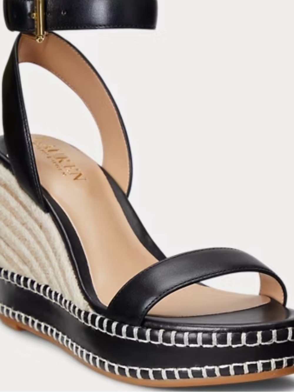 NEW….Black Wedge Espadrille Sandals -Lauren, Ralph Lauren
